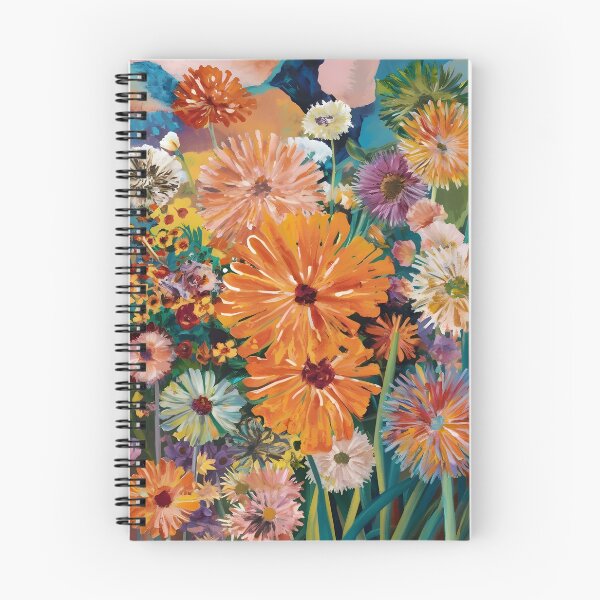 Item preview, Wildflower meadow pattern in orange, pink and blue designed and sold by patterncrow.
