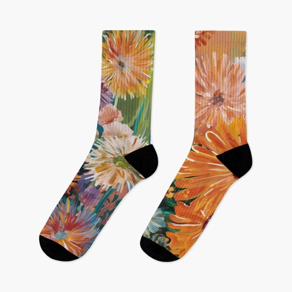 Item preview, Wildflower meadow pattern in orange, pink and blue designed and sold by patterncrow.