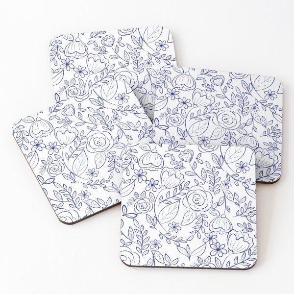 Item preview, Floral seamless pattern with blue background designed and sold by sasithornillustration.