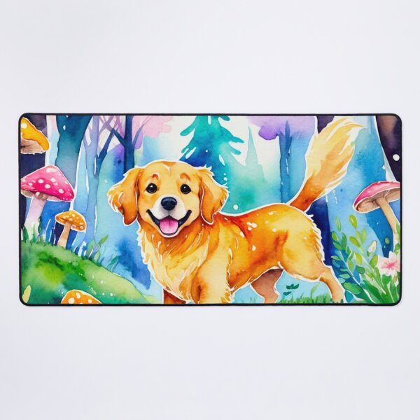 Item preview, Golden Retriever Dog In A Mushroom Forest - Watercolor designed and sold by MyDearLion.