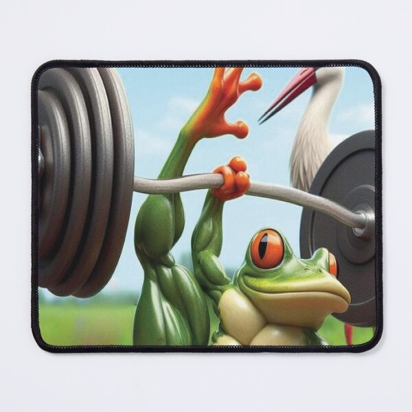 Item preview, Buff Frog Weightlifting Under Watchful Stork designed and sold by flowereamj.