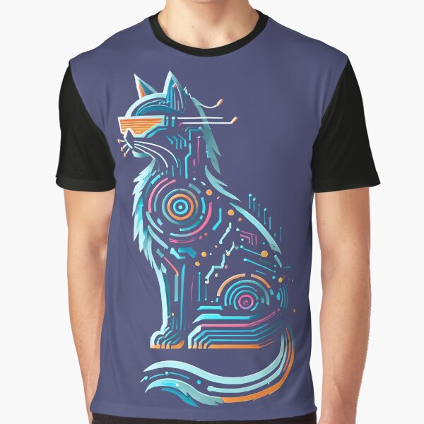 Vista previa del artículo con la obra «Cyber Cat», diseñado y vendido por Synth4rtStudio.