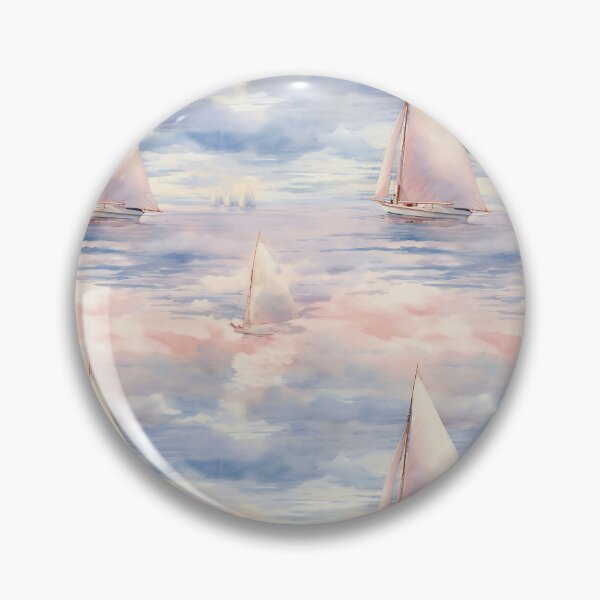 Item preview, Watercolor Sailboat Ocean Dreamy Sunset Patterns designed and sold by Mandie Kuo.