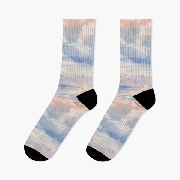 Item preview, Watercolor Sailboat Ocean Dreamy Sunset Patterns designed and sold by Mandie Kuo.