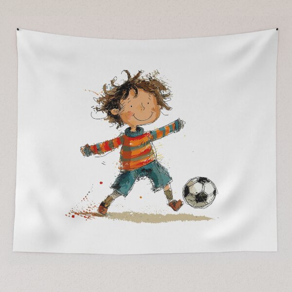 Item preview, Little Boy Playing Soccer designed and sold by Liededrom..