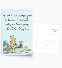 Classic Winnie The Pooh PRINTABLE, As soon as I saw you I knew a grand adventure was about to happen, Kids Wall Art, Boys Nursery Decor Blue Postcards