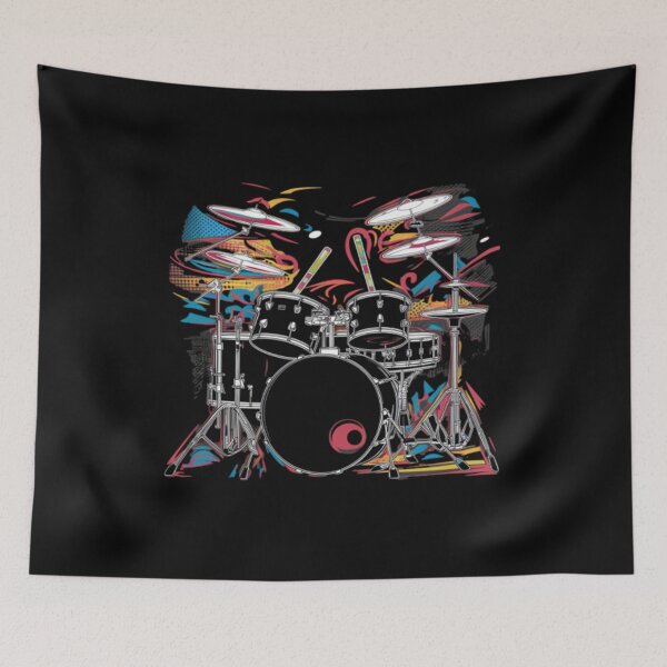 Item preview, Dynamic Drum Kit Rhythmic T-Shirt designed and sold by MerchMasterPL.