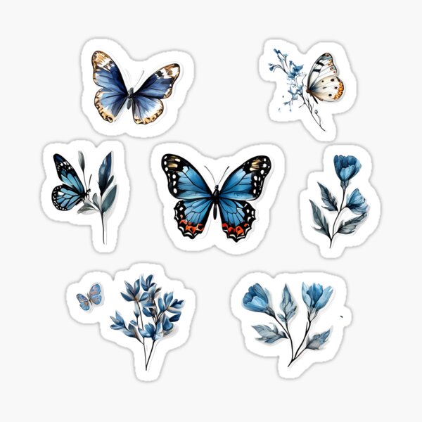 Item preview, Light academia blue morpho and botanical Illustrations designed and sold by EternalScholar.