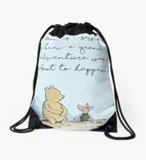 Classic Winnie The Pooh PRINTABLE, As soon as I saw you I knew a grand adventure was about to happen, Kids Wall Art, Boys Nursery Decor Blue Drawstring Bag