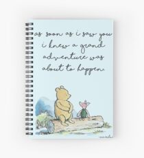 Classic Winnie The Pooh PRINTABLE, As soon as I saw you I knew a grand adventure was about to happen, Kids Wall Art, Boys Nursery Decor Blue Spiral Notebook