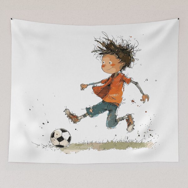 Item preview, Little Boy Playing Soccer designed and sold by Liededrom..