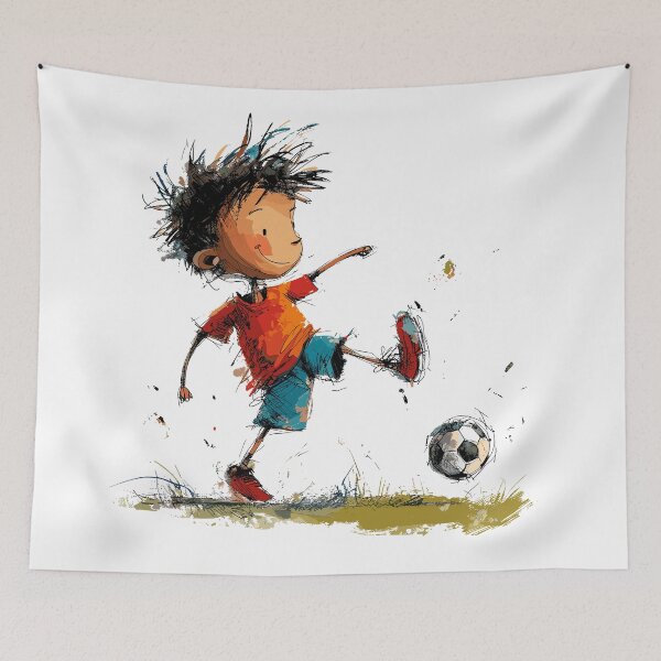 Item preview, Little Boy Playing Soccer designed and sold by Liededrom..