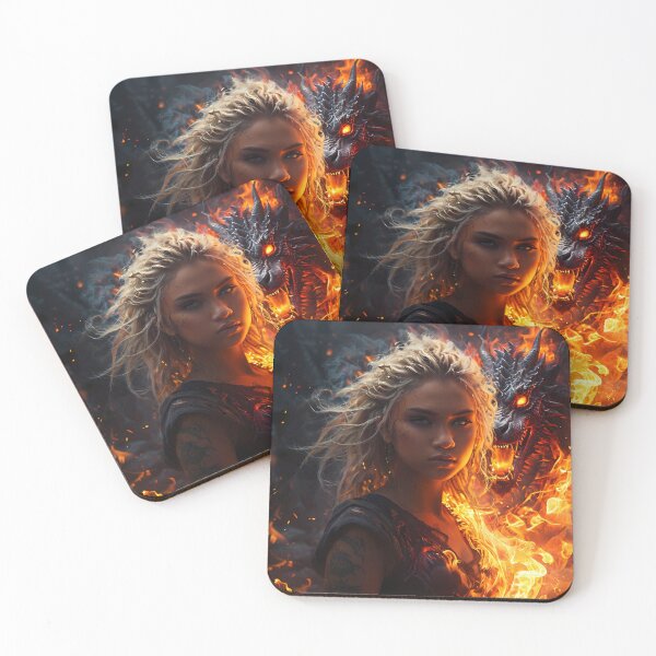 Item preview, Blonde Girl with her Fire Dragon designed and sold by Marcicev-Bojan.