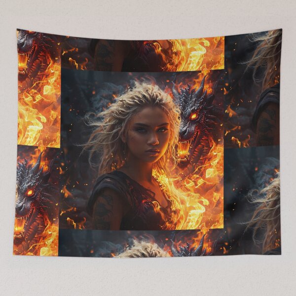 Item preview, Blonde Girl with her Fire Dragon designed and sold by Marcicev-Bojan.