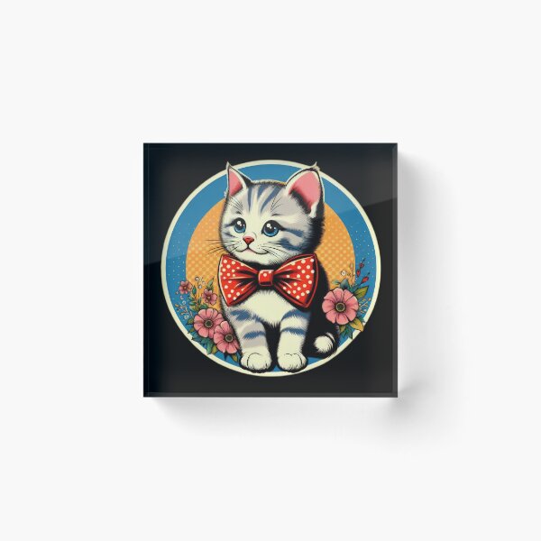 Item preview, vintage kitti wearing Red bow`at points and flowers designed and sold by Expressions-Sel.