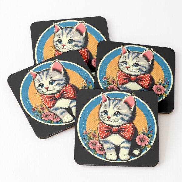 Item preview, vintage kitti wearing Red bow`at points and flowers designed and sold by Expressions-Sel.