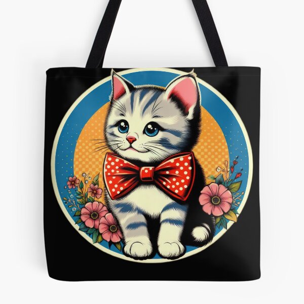 Item preview, vintage kitti wearing Red bow`at points and flowers designed and sold by Expressions-Sel.