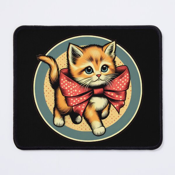 Item preview, sweet orange vintage kitti wearing big red bows designed and sold by Expressions-Sel.