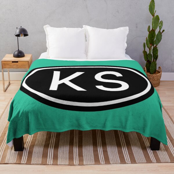 Item preview, KS Initials Monogram Oval White Letters designed and sold by Jeallan Designs.