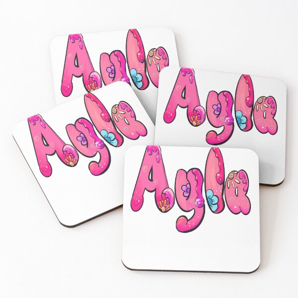 Item preview, Ayla popular girls name woman women’s first name in pink flowers drip calligraphy Ayla designed and sold by Artonmytee.