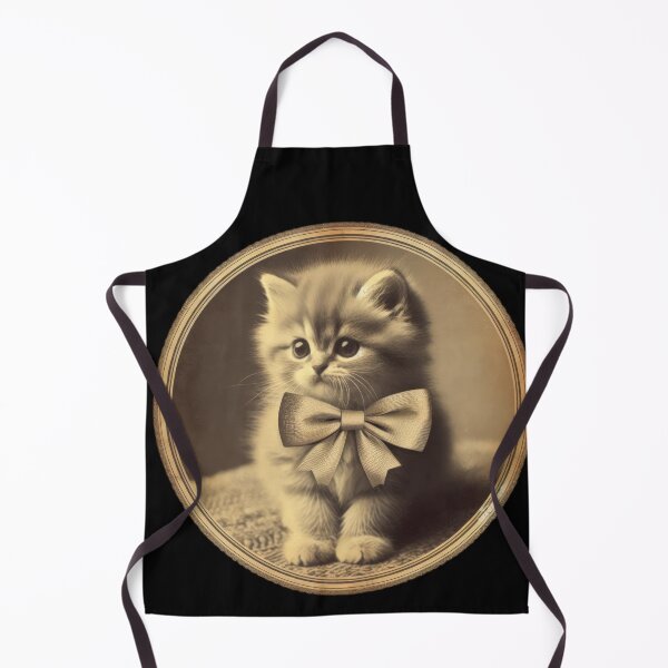 Item preview, retro fluffyt grey vintage kitti wearing bows designed and sold by Expressions-Sel.