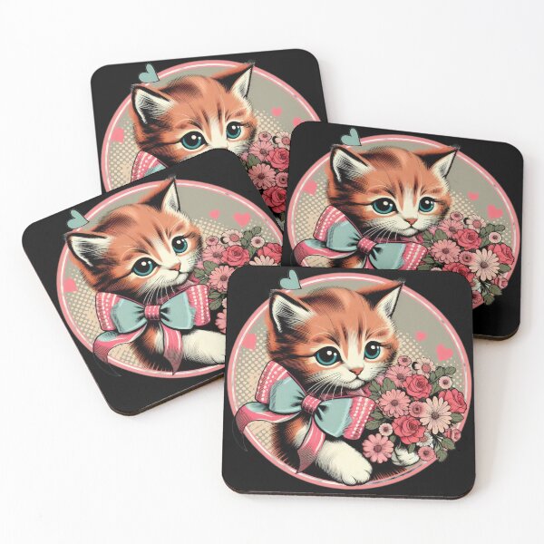 Item preview, rizho vintage kitti wearing bow with a bouquet of flowers and a heart designed and sold by Expressions-Sel.