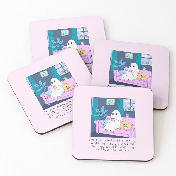 Item preview, Cute Ghost Drinking Coffee designed and sold by Jess.a.creates.