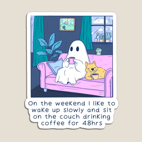 Item preview, Cute Ghost Drinking Coffee designed and sold by Jess.a.creates.