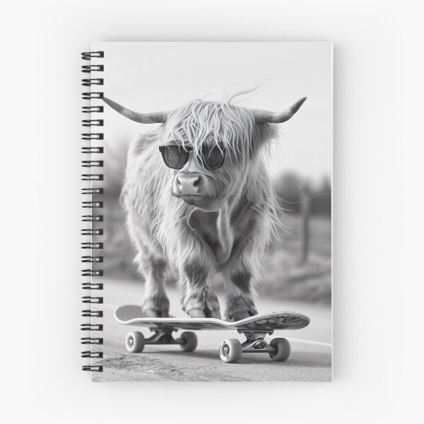 Item preview, Highland Cow Skateboarding, Funny Vintage Animal Photo designed and sold by CheekyAnimalz.
