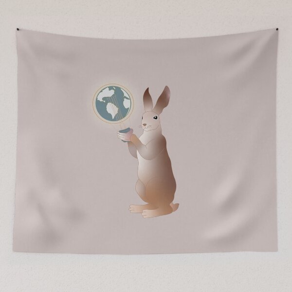 Item preview, A rabbit with a lamp shaped like the Earth designed and sold by HEERMANArt.