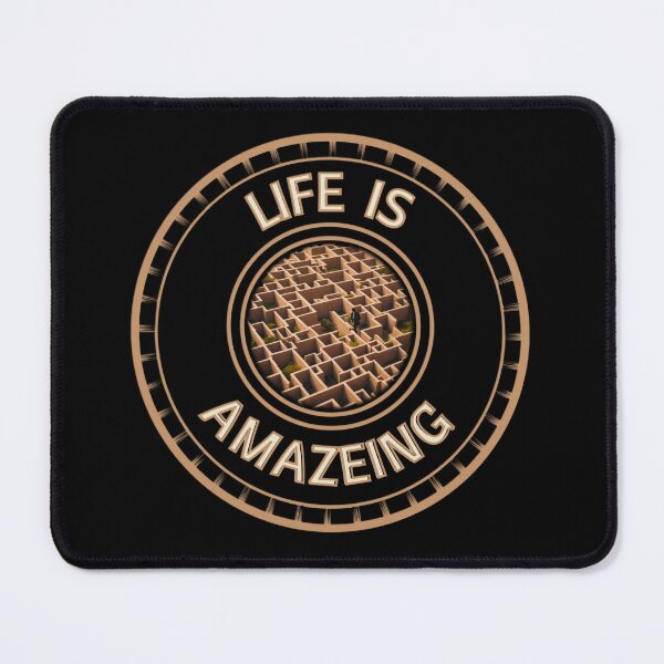 Item preview, LIFE IS AMAZEING - text encircling a photograph of a maze with a figure walking trough it designed and sold by Atmosferica.