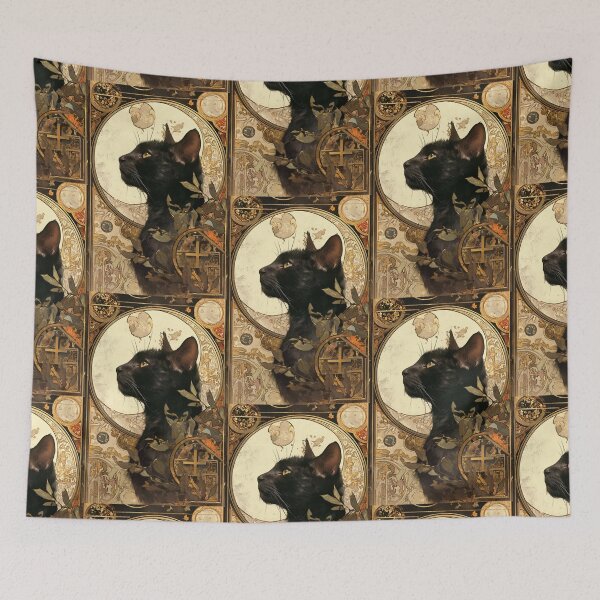Item preview, Art nouveau Black cat designed and sold by MendaciousMina.