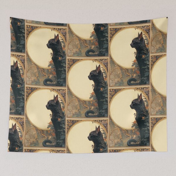 Item preview, Art nouveau Black cat designed and sold by MendaciousMina.