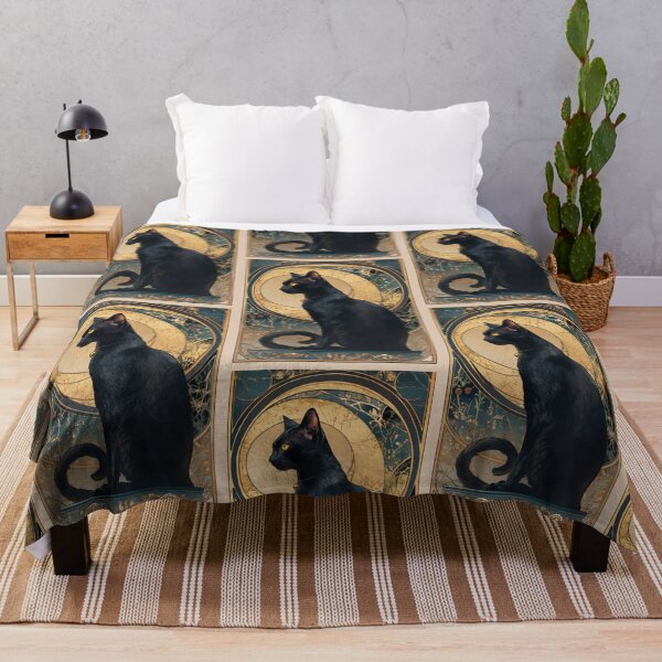 Item preview, Art nouveau Black cat designed and sold by MendaciousMina.