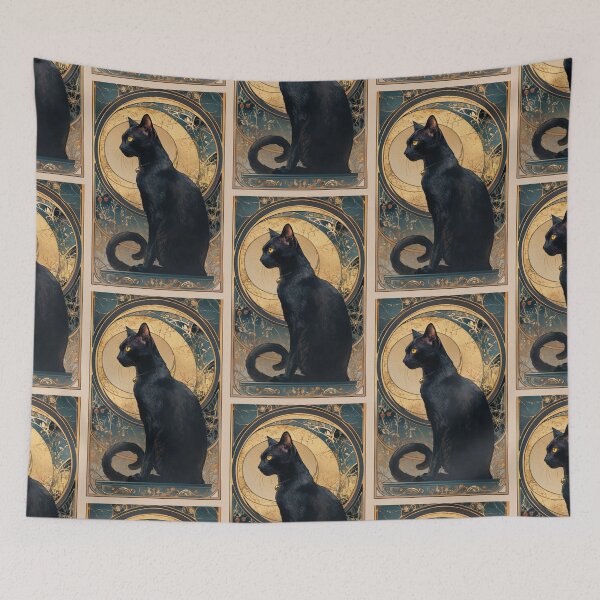 Item preview, Art nouveau Black cat designed and sold by MendaciousMina.