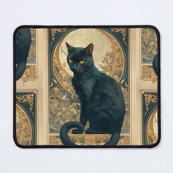 Item preview, Art nouveau Black cat designed and sold by MendaciousMina.