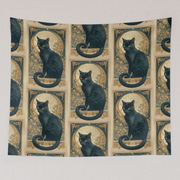 Item preview, Art nouveau Black cat designed and sold by MendaciousMina.