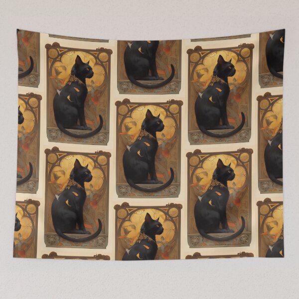 Item preview, Art nouveau Black cat designed and sold by MendaciousMina.