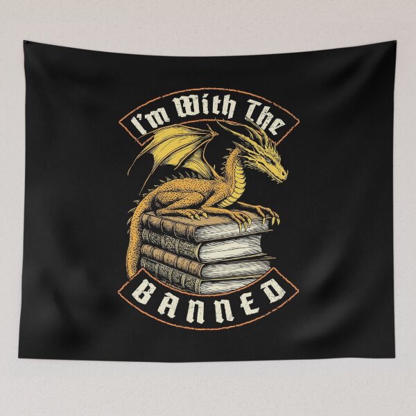 Item preview, I'm With The Banned Books Funny Book Dragon Librarian designed and sold by GrandeDuc.