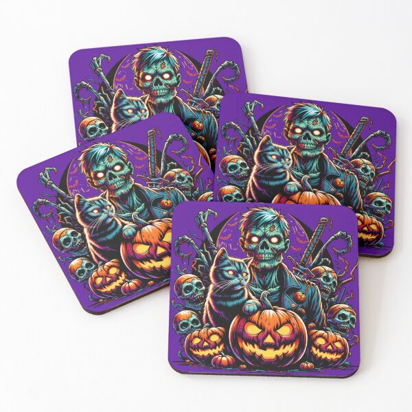 Item preview, Halloween Zombie and Cat designed and sold by HolidayBug.