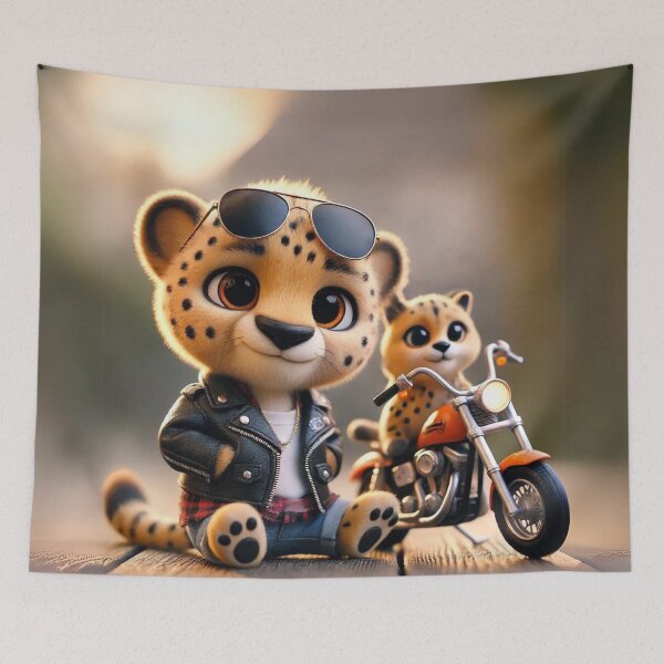 Item preview, Cheetah Cub Biker designed and sold by Sillytoe.