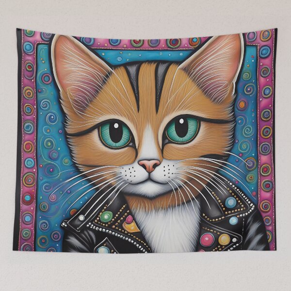 Item preview, Folk Art Punk Rock Kitten designed and sold by Colin Bentham.