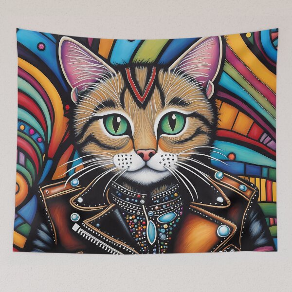 Item preview, Folk Art Punk Rock Kitten designed and sold by Colin Bentham.
