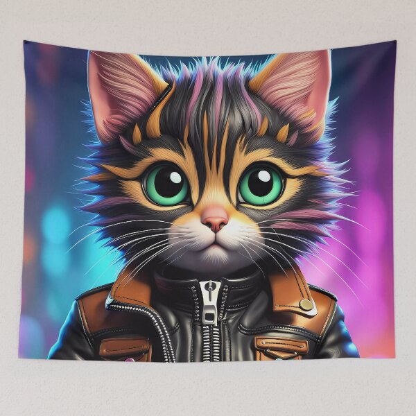 Item preview, Folk Art Punk Rock Kitten designed and sold by Colin Bentham.