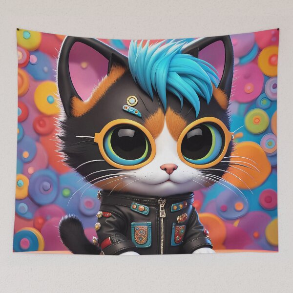 Item preview, Folk Art Punk Rock Kitten designed and sold by Colin Bentham.