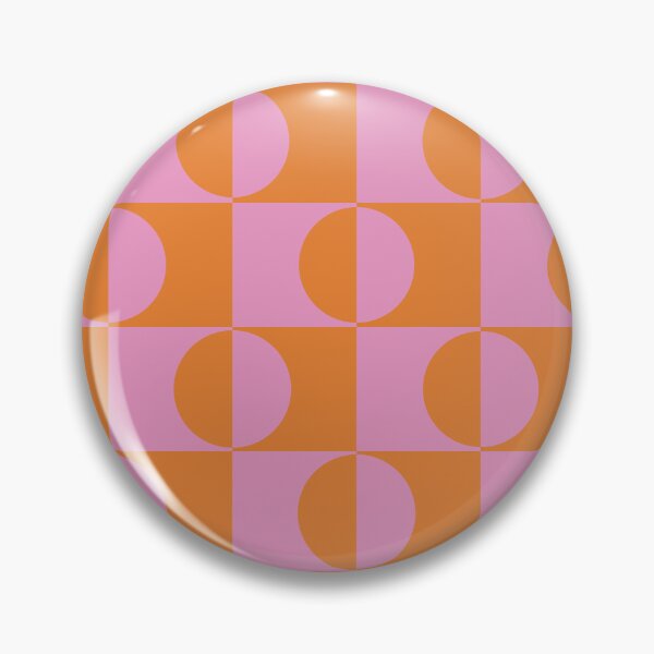 Item preview, Mid Century Pink and Orange Half Circles on Checkerboards  designed and sold by Yasminepatterns .
