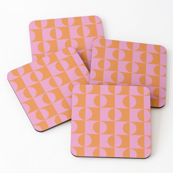 Item preview, Mid Century Pink and Orange Half Circles on Checkerboards  designed and sold by Yasminepatterns .