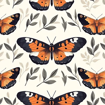 Artwork thumbnail, Monarch Moth Insect Pattern by ChuckleSpace