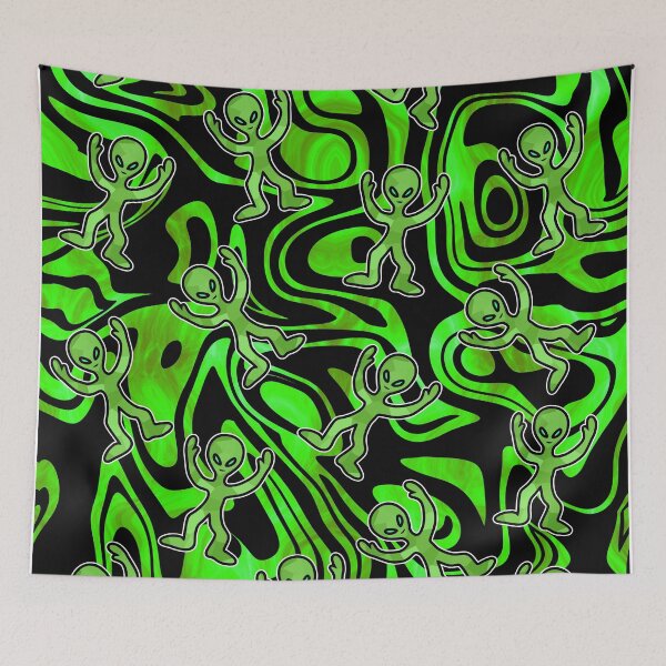 Item preview, Trippy Green Alien Invasion designed and sold by Sartoris Art.