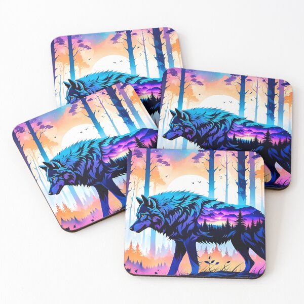 Item preview, Double Exposure Wolf and Purple Twilight Forest, Ai Generated Art  designed and sold by ACC .
